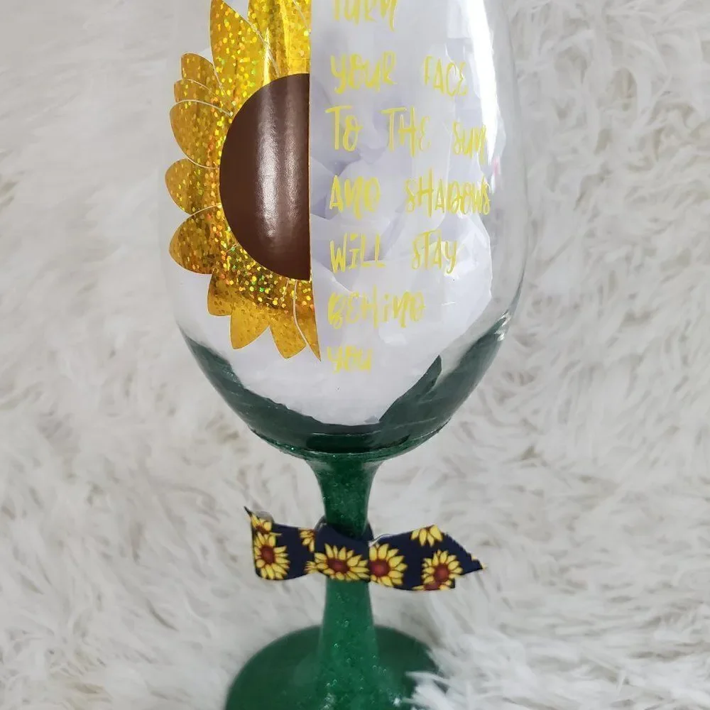 Sunflower Wine Glass, Fall Tumbler, Sunflower Design